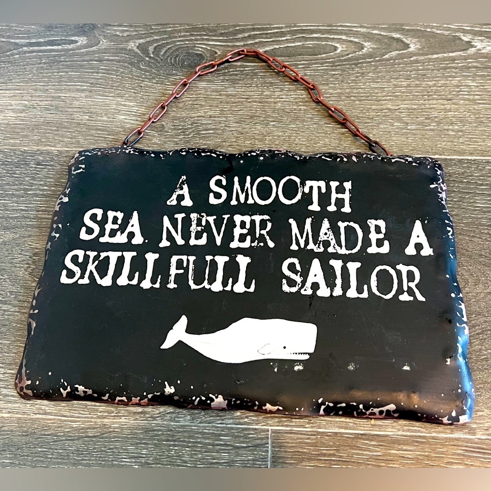 Metal Wall Plaque with a chain - Sailor Quote